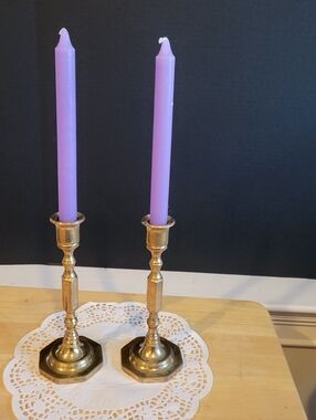 Pair of Vintage Brass Candle Holders Made in England  8"